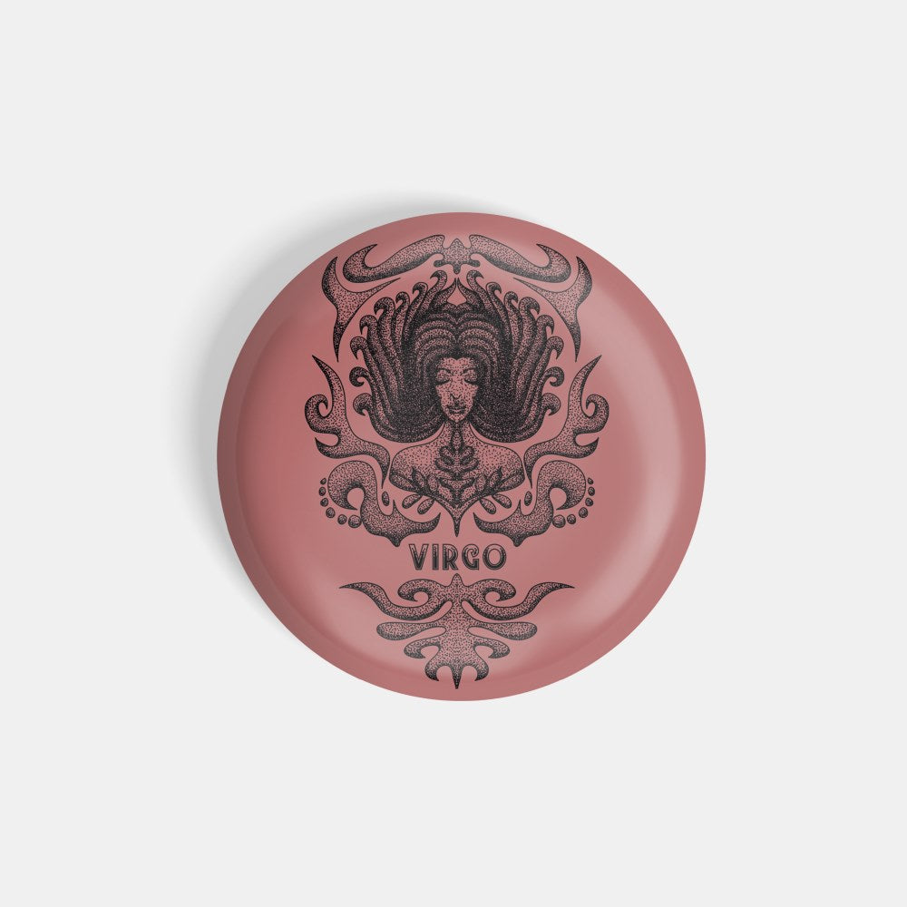 dhcrafts Round Fridge Magnet Pink Color Vintage Zodiac Sign Virgo D1 Glossy Finish Design Pack of 1 (58 mm)